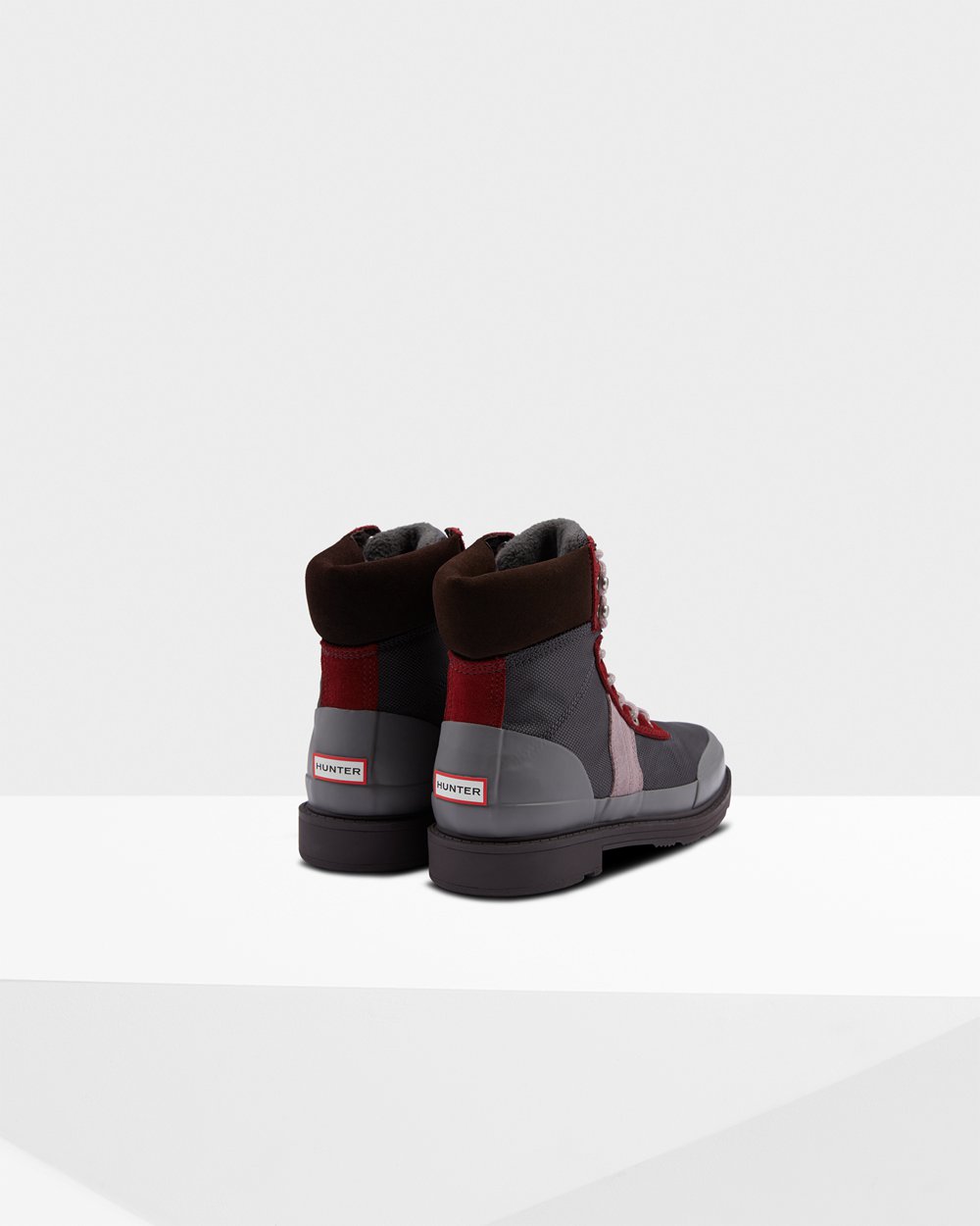 Hunter Original Insulated Commando Boots - Online Store Womens Dark Grey/Brown/Grey Red - VKZXUJ039